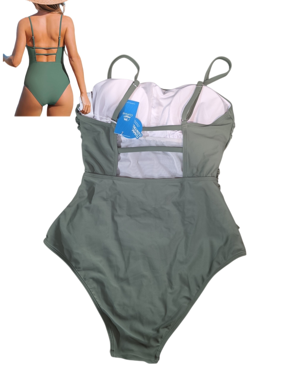Cupshe Olive Green One-Piece Swimsuit - Picture 2 of 5